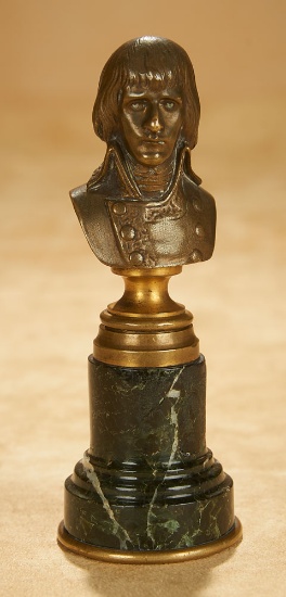 French Miniature Cast Bronze Bust on Marble Plinth 500/700