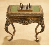 French Bronze Miniature Lady's Desk with Chess Set 300/400