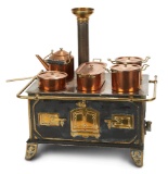 German Tinplate Toy Stove with Copper Kettles 600/900