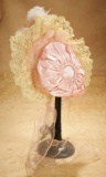 French Rose Silk Bebe Bonnet of Couturier Quality 400/500