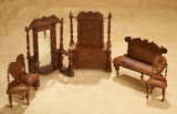 Set of German Wooden Dollhouse Furniture in Gothic Manner 400/500