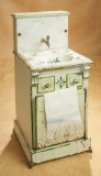 Rare French Painted Tin, Faience and Marble Doll Sink 600/800