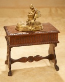 French Walnut Table and Cast Metal Figural 