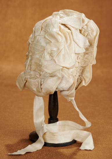 French Ivory Silk Bonnet. $300/400