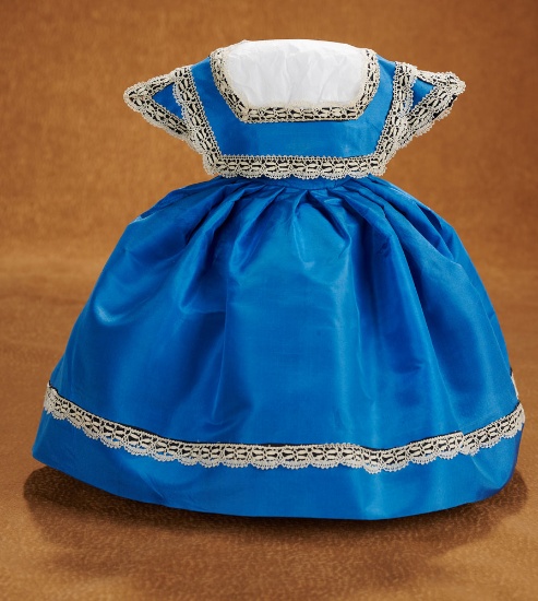 Early Blue Silk Gown with Lace Edging for Lady Doll  $300/400