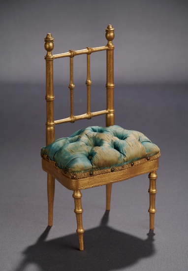French Gilded Salon Chair with Tufted Silk Seat and Hidden Compartment 400/500