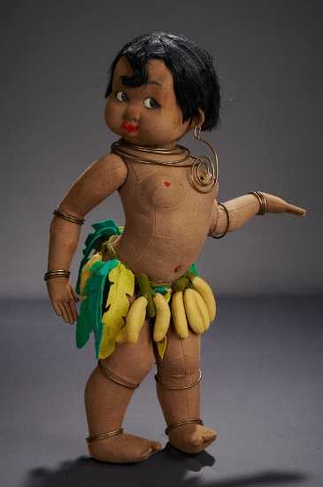 Extremely Rare Portrait Doll of "Josephine Baker", Banana Costume, Model 554 5000/7000