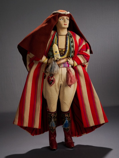 Extremely Rare Italian Felt Portrait Doll of Valentino as "The Sheik"  12,000/17,000