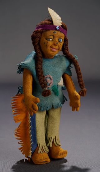Barefoot Native American "Winker" in Original Costume, with Silver Lenci Button 600/800