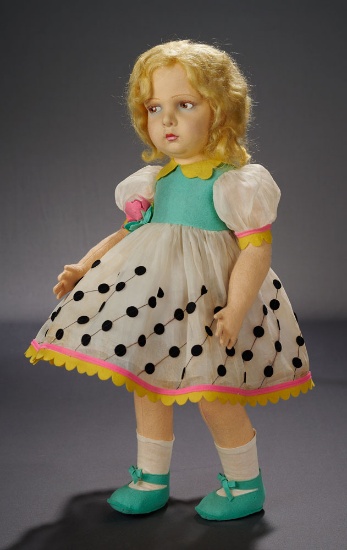 Blonde "Alice" in Organdy and Felt Dress, Series 109 1200/1500