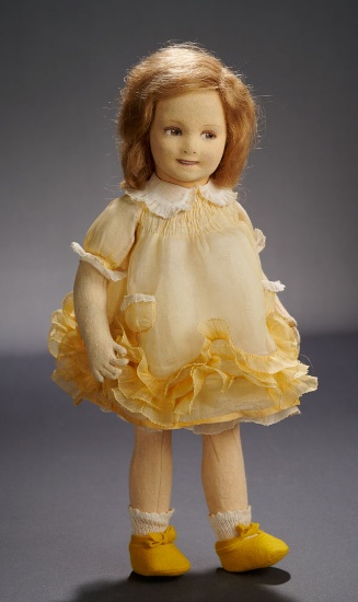 Brown-Haired Smiling Girl in Yellow Organdy Dress, Series 149/29 1200/1500