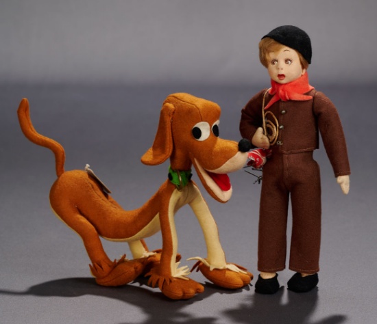 Brown Felt Hound Dog in Amusing Pose, Model X 34 400/500