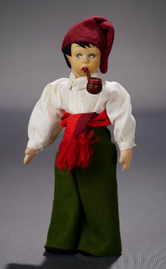 Miniature Boy with Stocking Cap and Wooden Pipe, Series 310/14 300/400