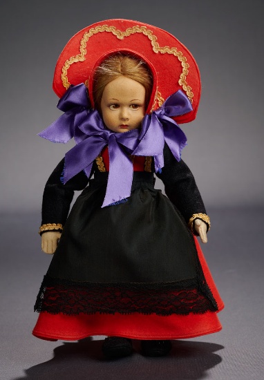 Brown-Haired Girl in Costume of Italian Aosta Valley 400/500