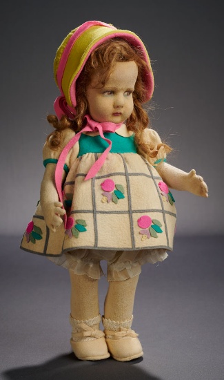 Brown-Haired Girl in Flowered Felt Dress 400/500