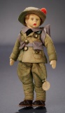 Miniature in Grey Uniform with Feathered Hat and Backpack, Model 300/20 400/500