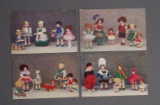 Four Vintage Postcards of Lenci Dolls 100/200