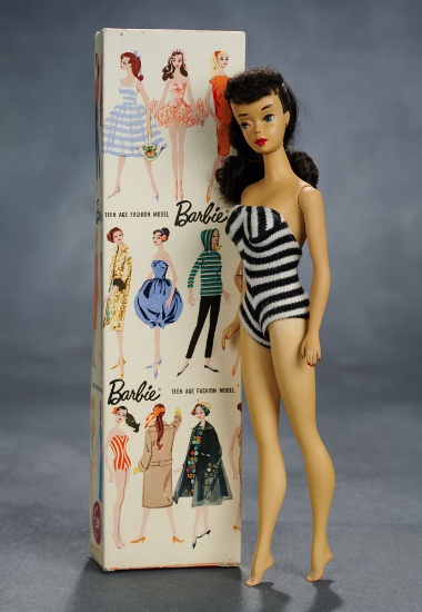 Brunette #3 Barbie in Box with Stand, 1959 era $400/600