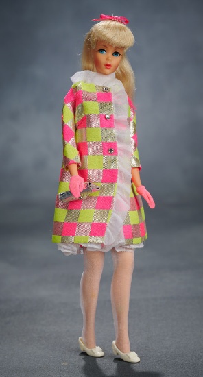 Platinum Twist 'n Turn Barbie, 1967, in "Sparkle Squares" outfit  $200/300