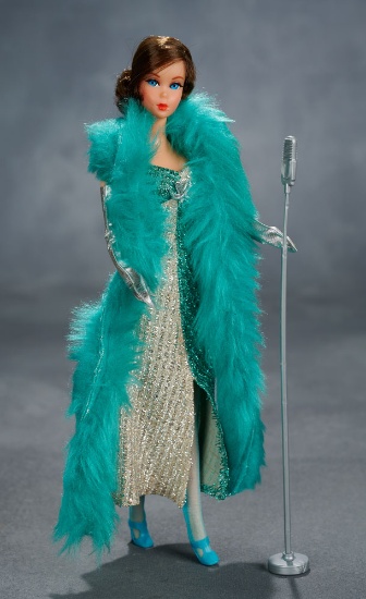 Brunette Talking Barbie Doll, 1970, Wearing #3419 "Silver Serenade" Costume $200/300