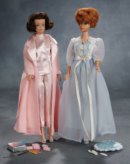 Titian Bubble Cut Barbie, Midge Doll Wearing "Sleeping Pretty", "Slumber Party" fashions $200/300