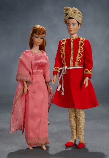 Barbie and Ken Dolls, 1964, in "Arabian Nights" Little Theater Costumes $200/300