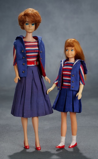 Side Part Bubble Cut Barbie and Skipper Dolls Wearing "Aboard Ship" and "Ship Ahoy" $300/400