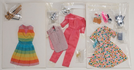 Barbie fashions from 1965, Barbie learns to Cook, Invitation to Tea and Fun 'n Games $100/200
