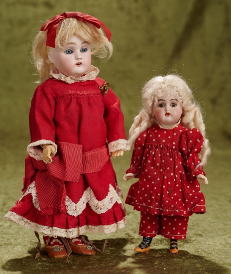 7" & 10" Two German Bisque Miniature Dolls by Kestner and K*R
