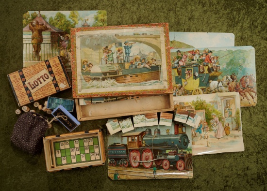 13" x 10" Wooden Cube Puzzles in Original Box, and Lotto Game in Original Box