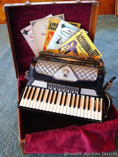 Morbidoni Rocket accordion with music and hard case is in very good condition. Bought new in 1965 in