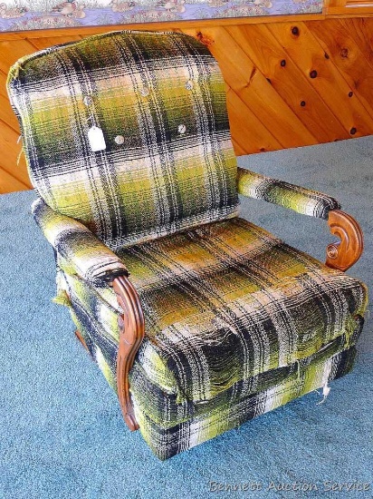 Vintage rocker. Upholstery needs to be replaced. A good DIY project.