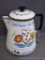 Wonderful Scandinavian decorative enameled coffee pot has great colors and stands about 10