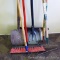 Broom, garden rake, back saver snow shovel , cultivator, scraper and spade shovel.