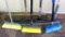 Three flow through auto brushes; broom and floor squeegee.
