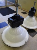 Pair of Cooper metal halide HID low bay light fixtures would work well in your pole shed or shop.
