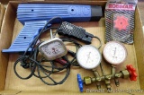 OTC Timing Light; KD-409 radiator temp gauge; set of AC gauges; Robinair handles, NIP.