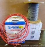 Partial box of 18 gauge 4 conductor copper cable; partial roll of 16 gauge 2 conductor copper cable;