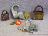 Assorted padlocks and some keys incl. Masterlocks, Reese and more.
