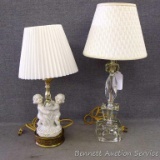 Two vintage lamps with shades. Tallest lamp approx. 15