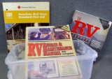RV handbook, maintenance manual, and American First Aid book.