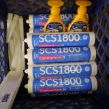 10 tubes of SCS1800 100% silicone glazing by GE. Date codes we saw were 2015, but we opened a tube