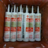 12 tubes of GE 100% silicone caulk, all is white and most or all is dated 2017. All tubes feel soft.