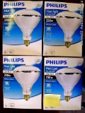 Four Philips Heat Lights, 250 w, medium base, NIB.