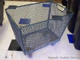 Sturdy metal rolling basket cart. Approx. 3' x 2' x 30