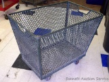 Sturdy metal rolling basket cart. Approx. 3' x 2' x 30