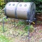 No shipping. Mantis ComposTwin composter on stand. Rotates nicely with gear crank. Barrel is over 4'