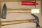 Master Mechanic claw hammer with nice hardwood handle; cross peen hammer with fair handle; screw on