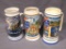 Three Old Style steins including 1985, 1986, and 1987 Limited Edition. Tallest is 8