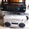 Vintage boom boxes by Sanyo, JC Penney and Emerson. No CD players here - just good old fashioned
